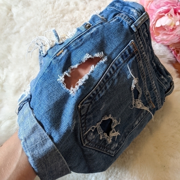 Rag and Bone boyfriend baggy distressed jean short mid rise 25 - Picture 8 of 13